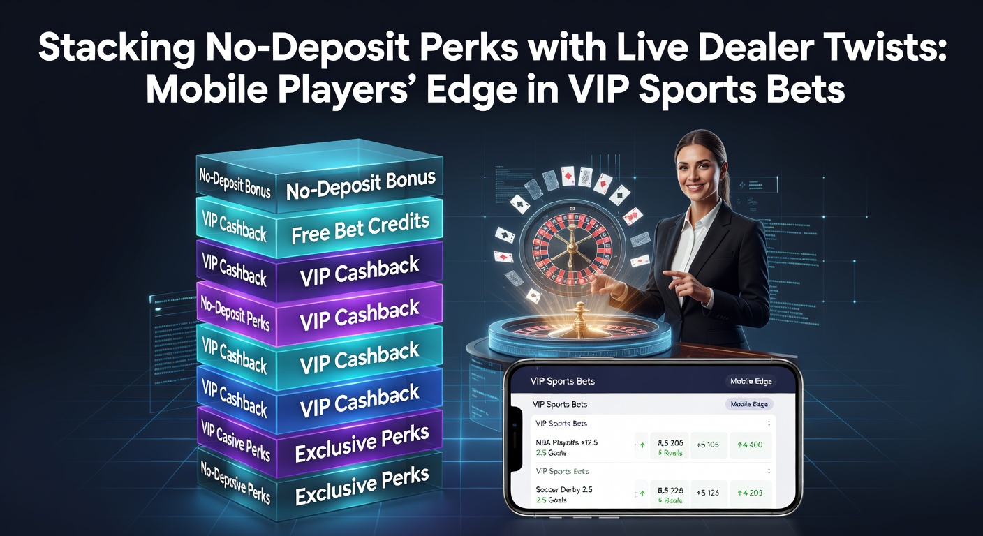 Mobilgerät zeigt Live-Dealer-Tisch und Sportwetten-Overlay mit No-Deposit-Bonus-Angeboten